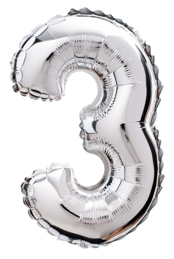 Globo Número 35cm Plata Nº3 x10u