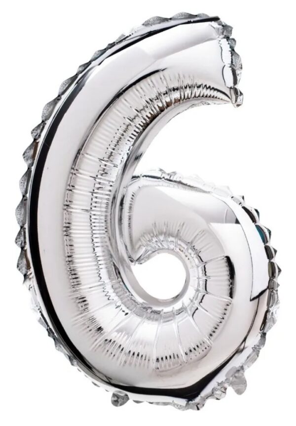 Globo Número 35cm Plata Nº6 x10u
