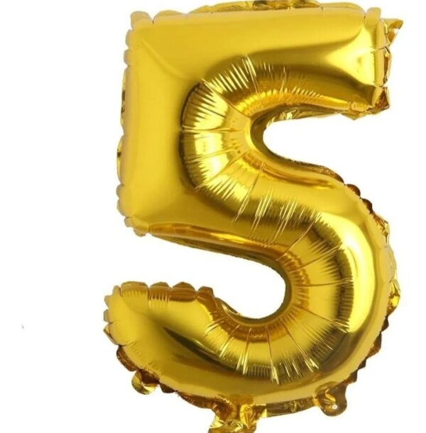 Globo Número 80cm Dorado Nº5 x5u