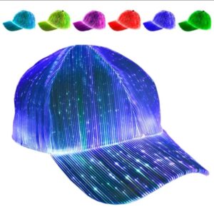Gorra LED Fibra Óptica Recargable USB - Blanco