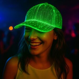 Gorra LED Fibra Óptica Recargable USB - Negro