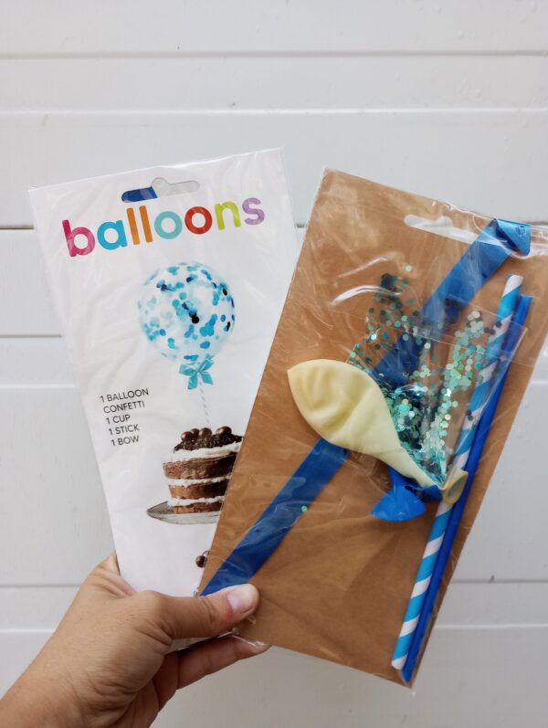 Globos Confettis Torta Celeste