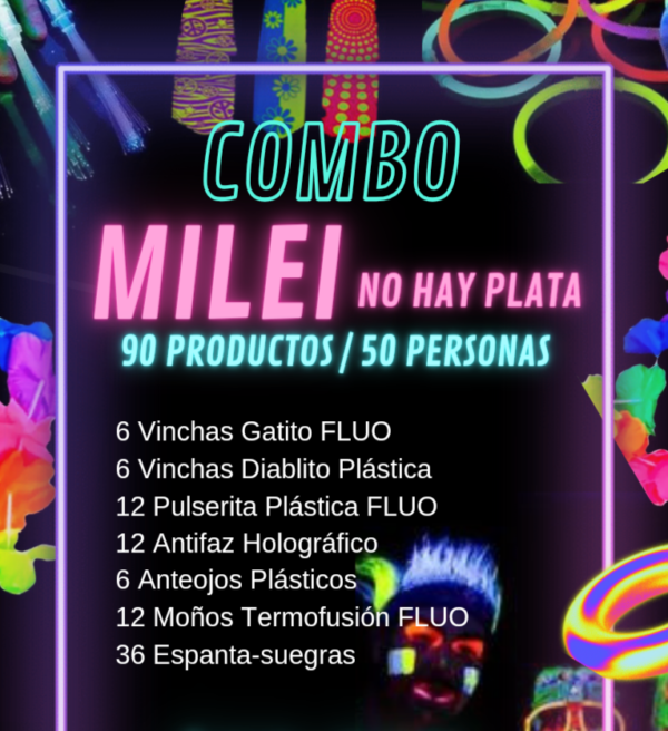 Combo Luminoso Milei - No Hay Plata / 50 personas - 90 prod