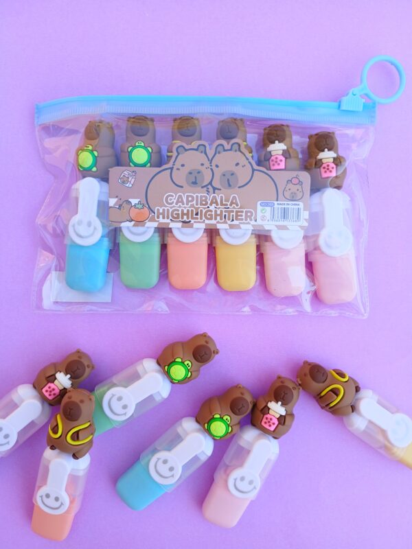 Mini Resaltador Capybara Carita Feliz x6u