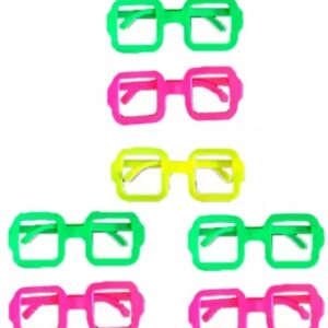 Lentes Plástico Cuadrado x6u - Color Fluo Surtido