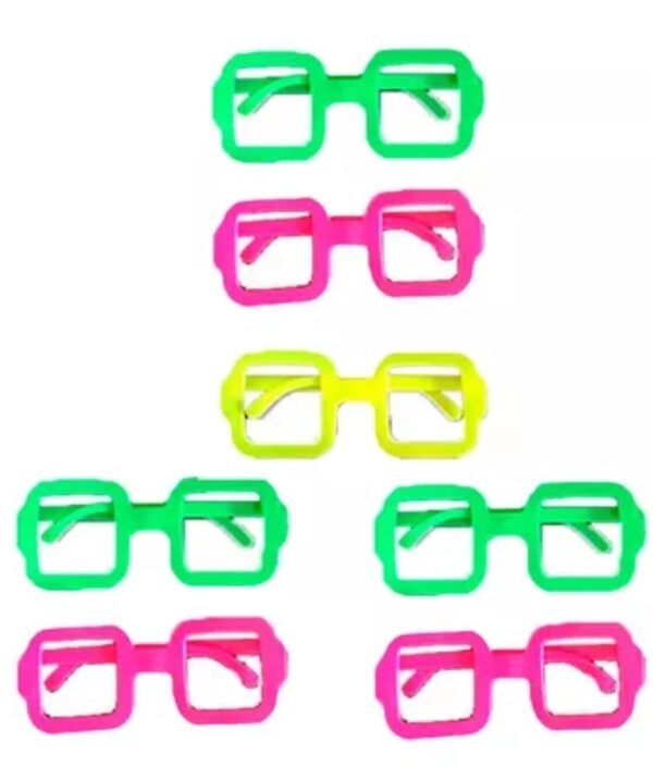 Lentes Plástico Cuadrado x6u - Color Fluo Surtido
