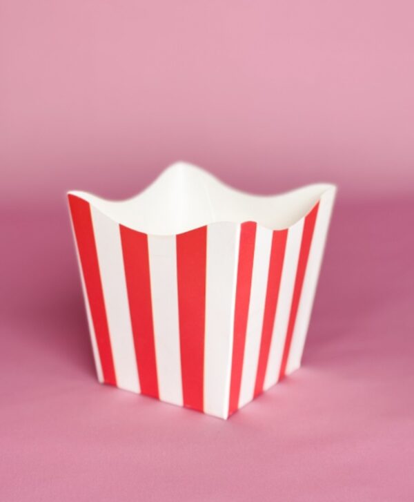 Pack x10 Pochoclera 8x7,5x9 - Roja Rayas