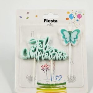 Vela Feliz Cumpleaños Mariposa - Verde Pastel