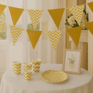 Banderín Metalizados Combinado Triangular - Oro