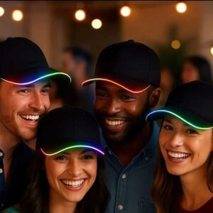 Gorra Negra Visera Hilo LED Multicolor