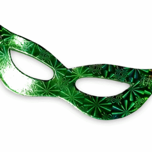 Antifaz Cartón Holográfico x12u por bulto - Verde