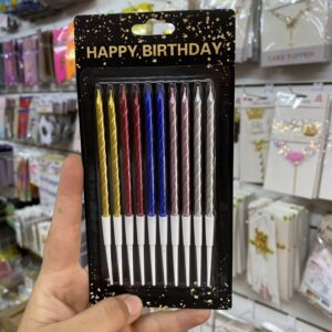 Vela Metalizada Torneada 13cm x10u - Multicolor