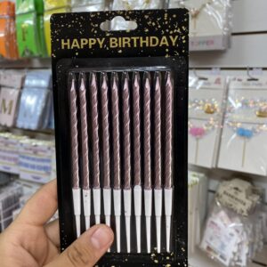 Vela Metalizada Torneada 13cm x10u - Rosa