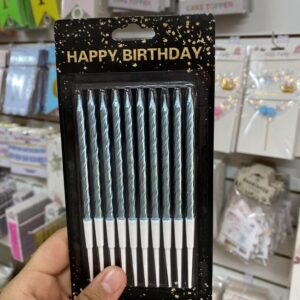 Vela Metalizada Torneada 13cm x10u - Celeste