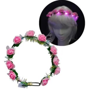 Corona Flores Luz Rosa 10u por bulto