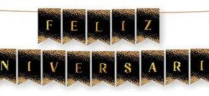 Banderín Feliz Aniversario Negro