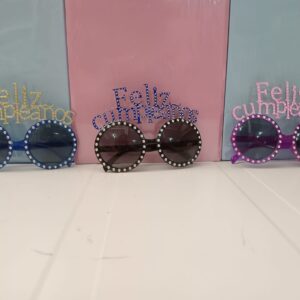 Lentes Redondos Acrílico c/ Strass  FC x3 - Sutidos