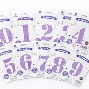 Curva x10 Globo Número Emblistado 80cm del Nº0 al 9- Lila