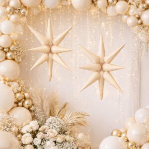 Globo Estrella Metalizado Beige 15 puntas 22" / 55cm