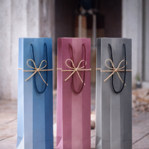 Bolsa de Vino c/ Stamping Moño Dorado x6u - 12,7x8,3x36