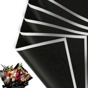 Papel Coreano Negro con Bordes Plateados x20u 56x56cm