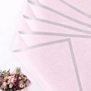 Papel Coreano Rosado con Bordes Plateados x20u 56x56cm