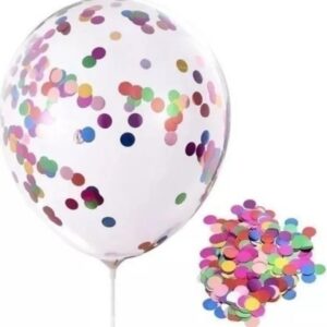 Globo Latex Transparente con Confetti 12" 30cm x 100u - Multicolor