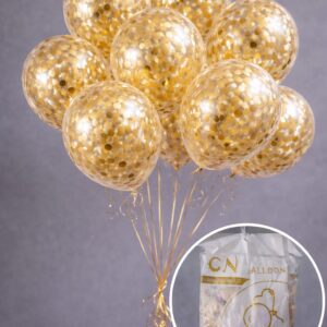 Globo Latex Transparente con Confetti 12" 30cm x 100u - Oro