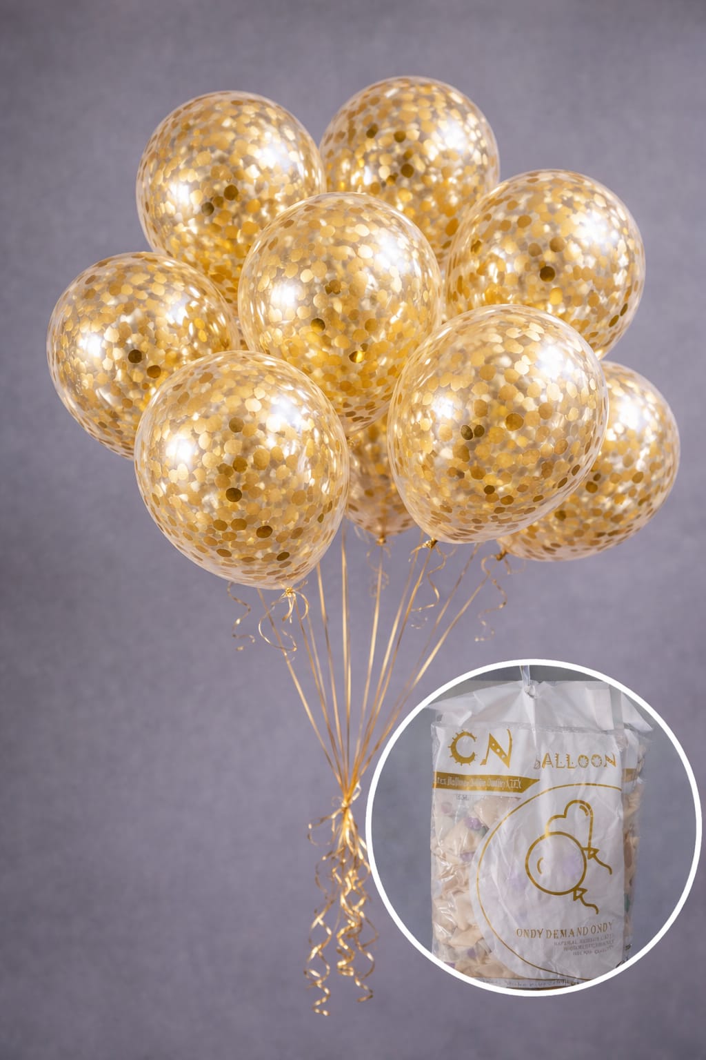 Globo Latex Transparente con Confetti 12" 30cm x 100u - Oro