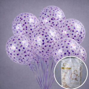 Globo Latex Transparente con Confetti 12" 30cm x 100u - Violeta