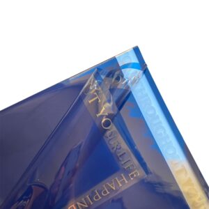 Papel Coreano Azul con Bordes Plateado Frase x20u 56x56cm