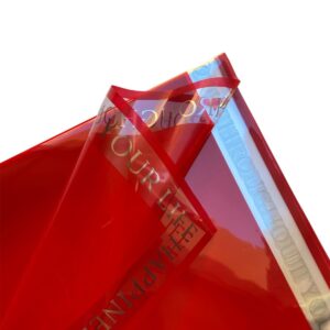 Papel Coreano Rojo con Bordes Plateado Frase x20u 56x56cm